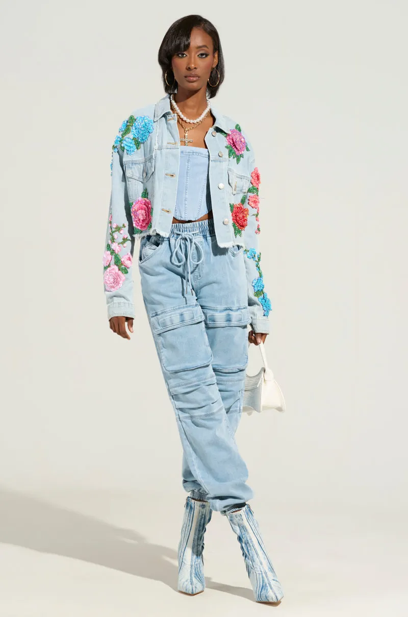GARDEN OF EDEN EMBELLISHED DENIM JACKET