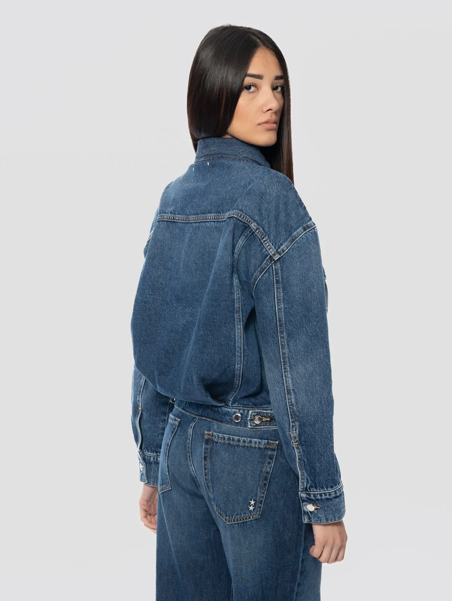 Giacca Trucker in Denim Blu