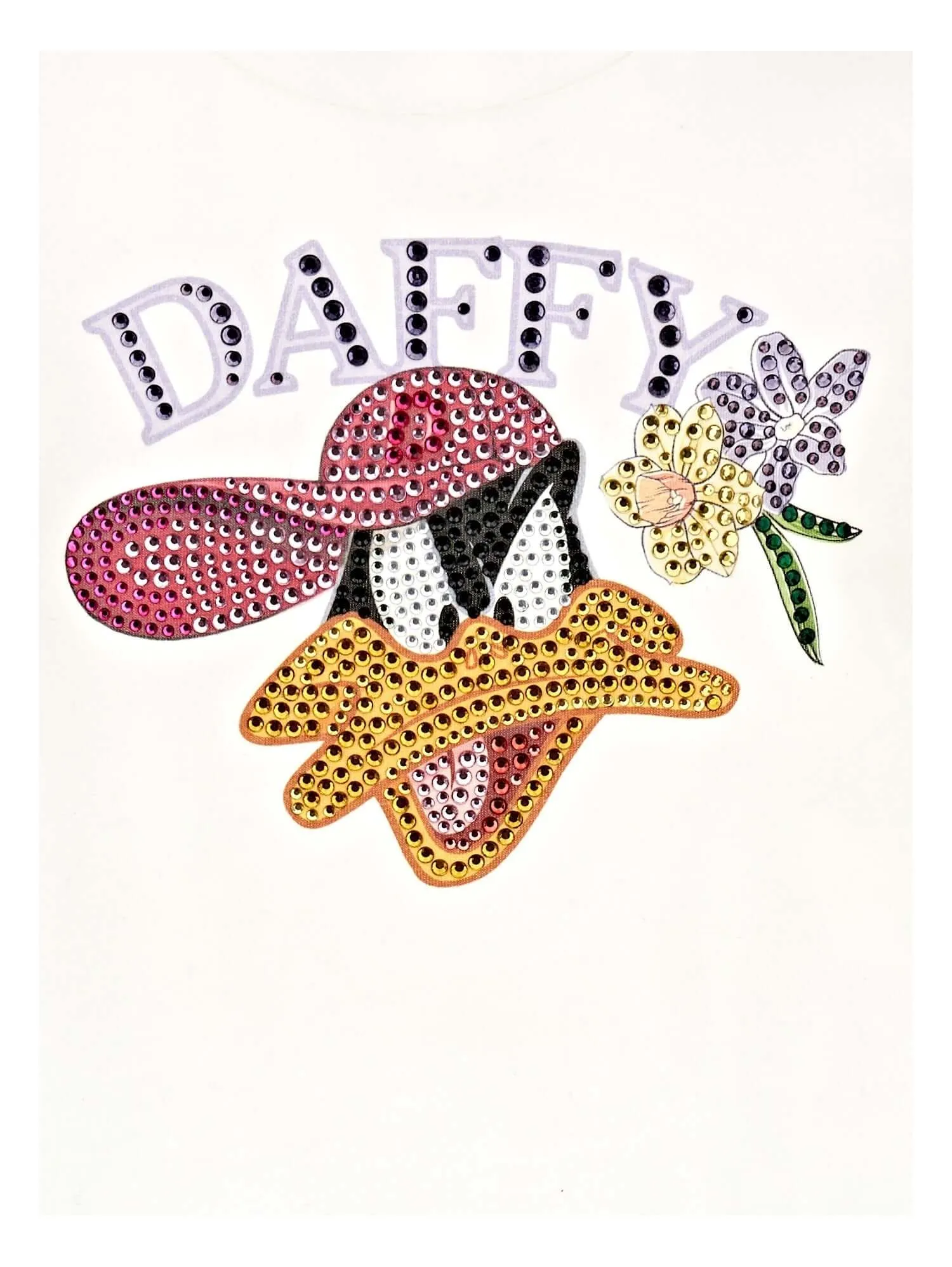 Girls White Daffy Rhinestone T-Shirt