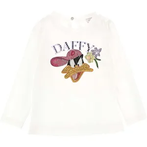 Girls White Daffy Rhinestone T-Shirt