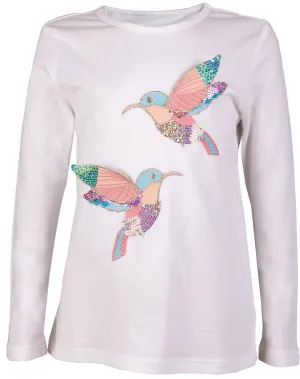 Girls White Long Sleeve T-shirt