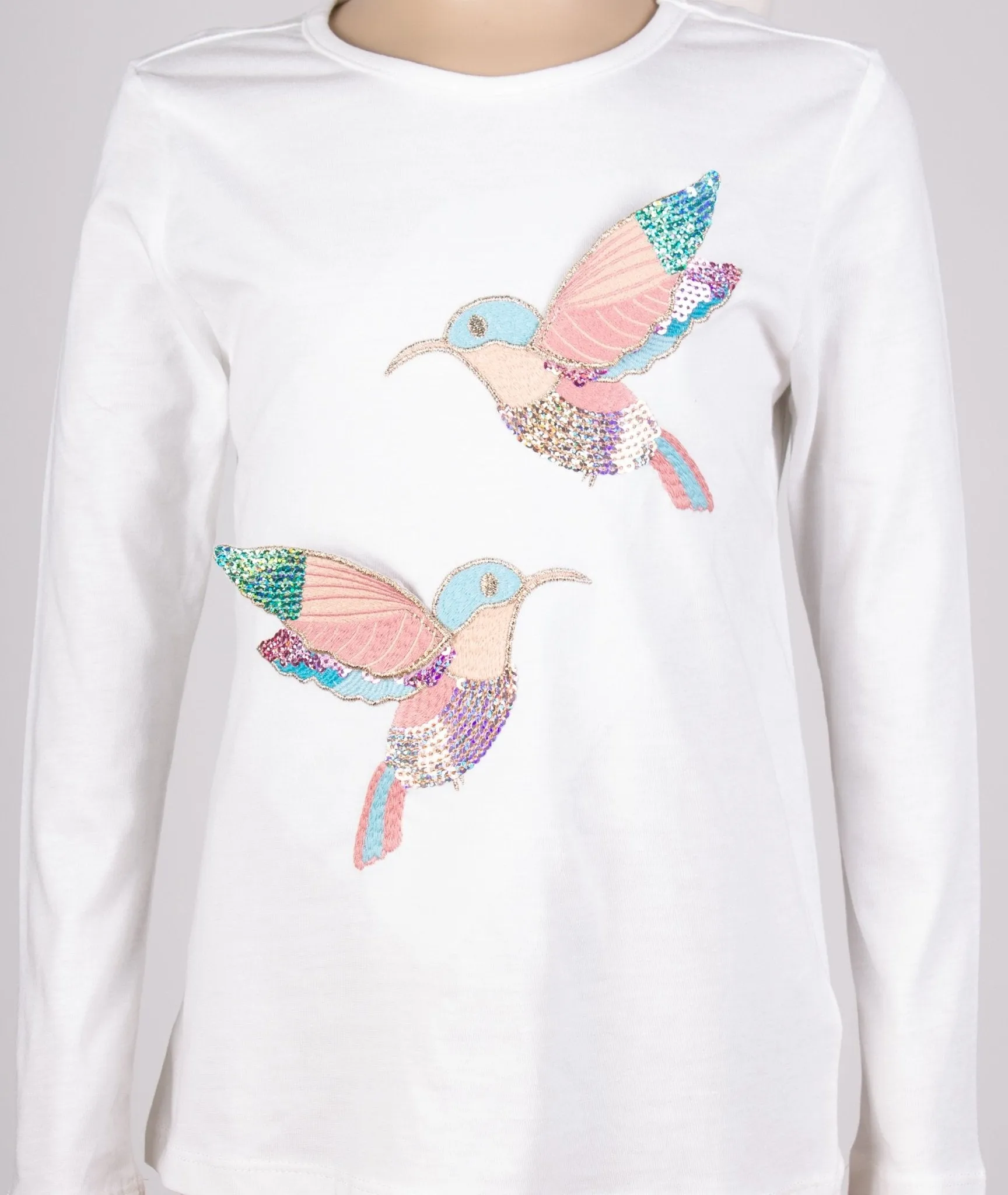 Girls White Long Sleeve T-shirt