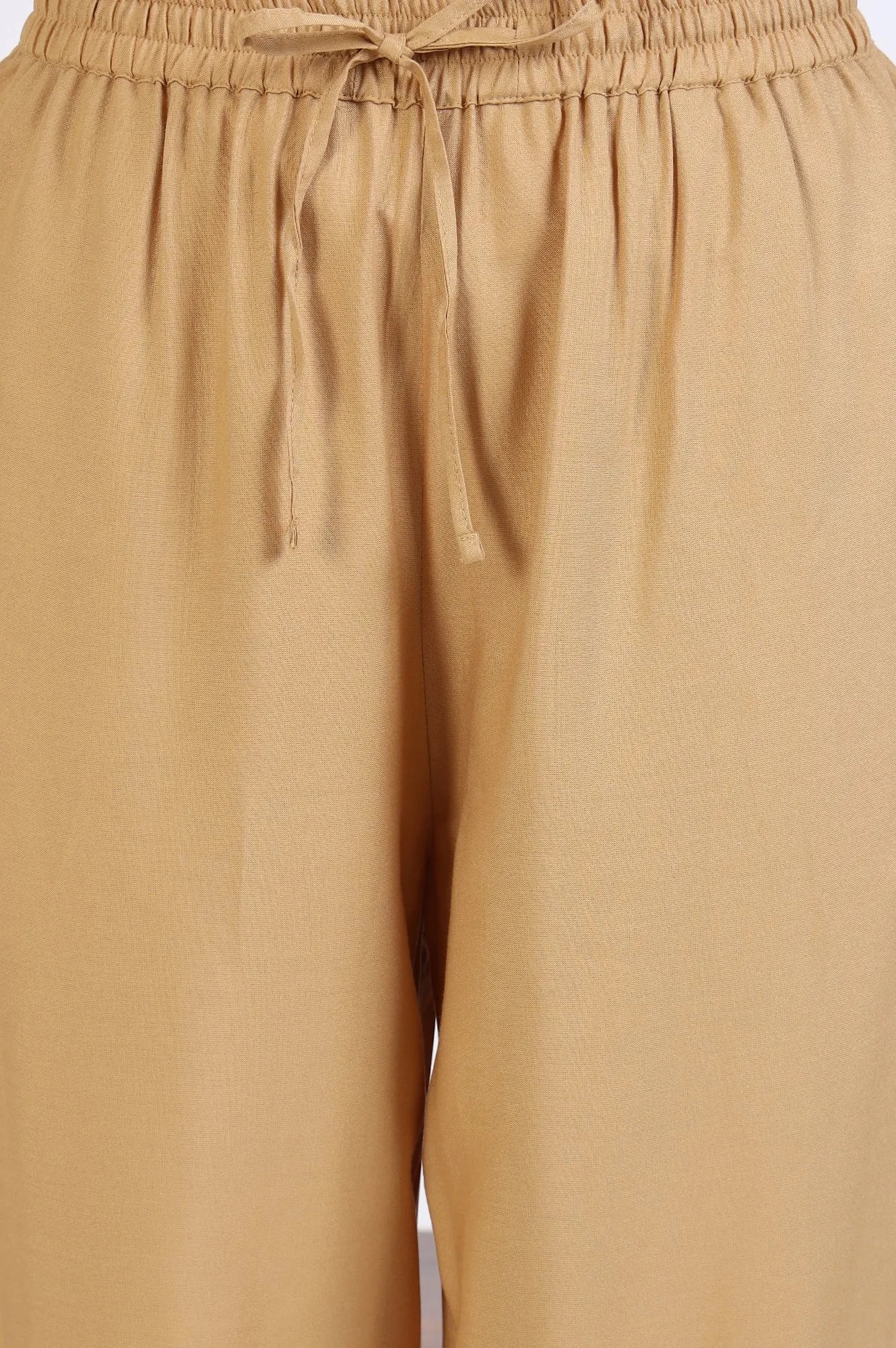 Gold Solid Gathered Harem Pants