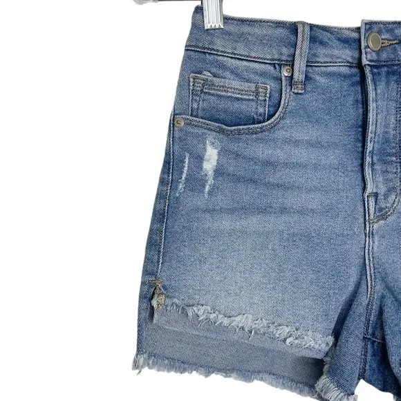 Good American Good Curve High Rise Distressed Short Blue466 NWT