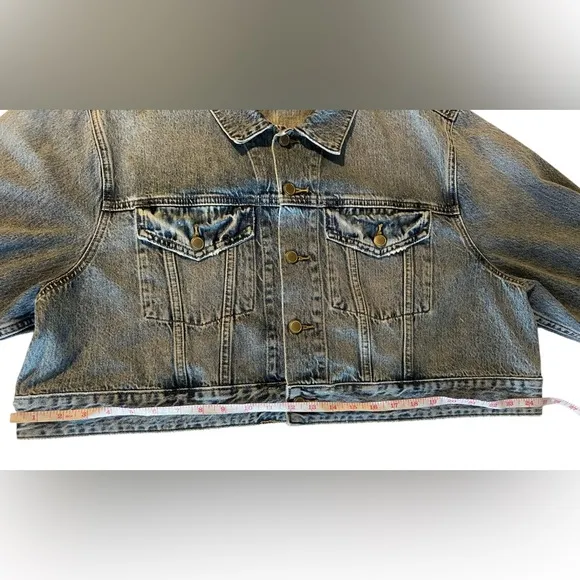 Good American shrunken trucker denim jean jacket semi distressed NWOT 2X women