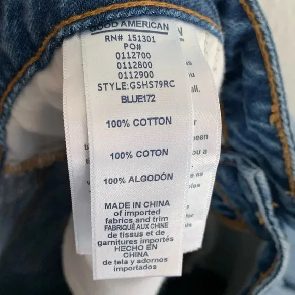 Good American The Stagger Denim Mini Skirt Sz 22 Blue172