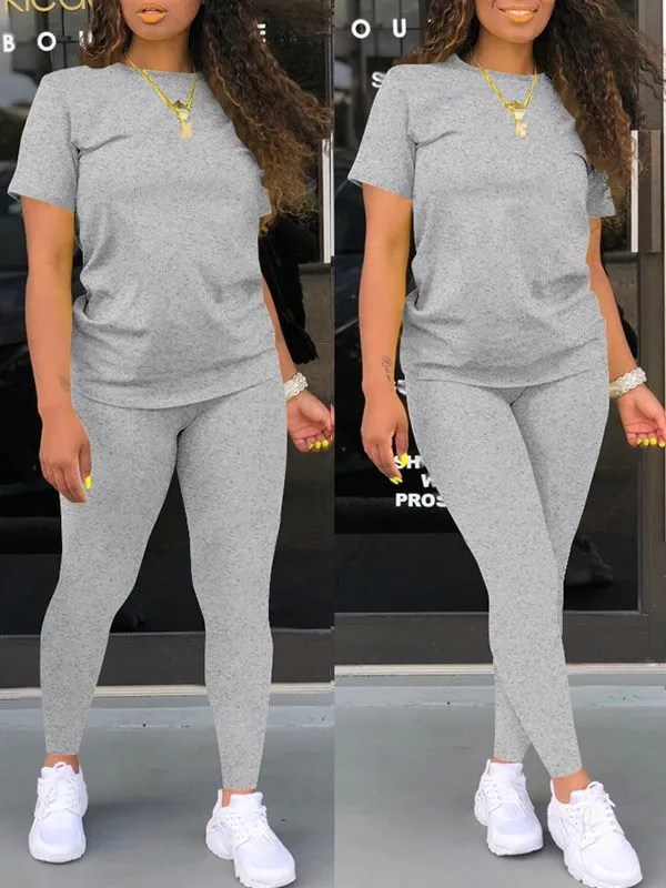 Gorgeousladie Solid Tee & Pants Set