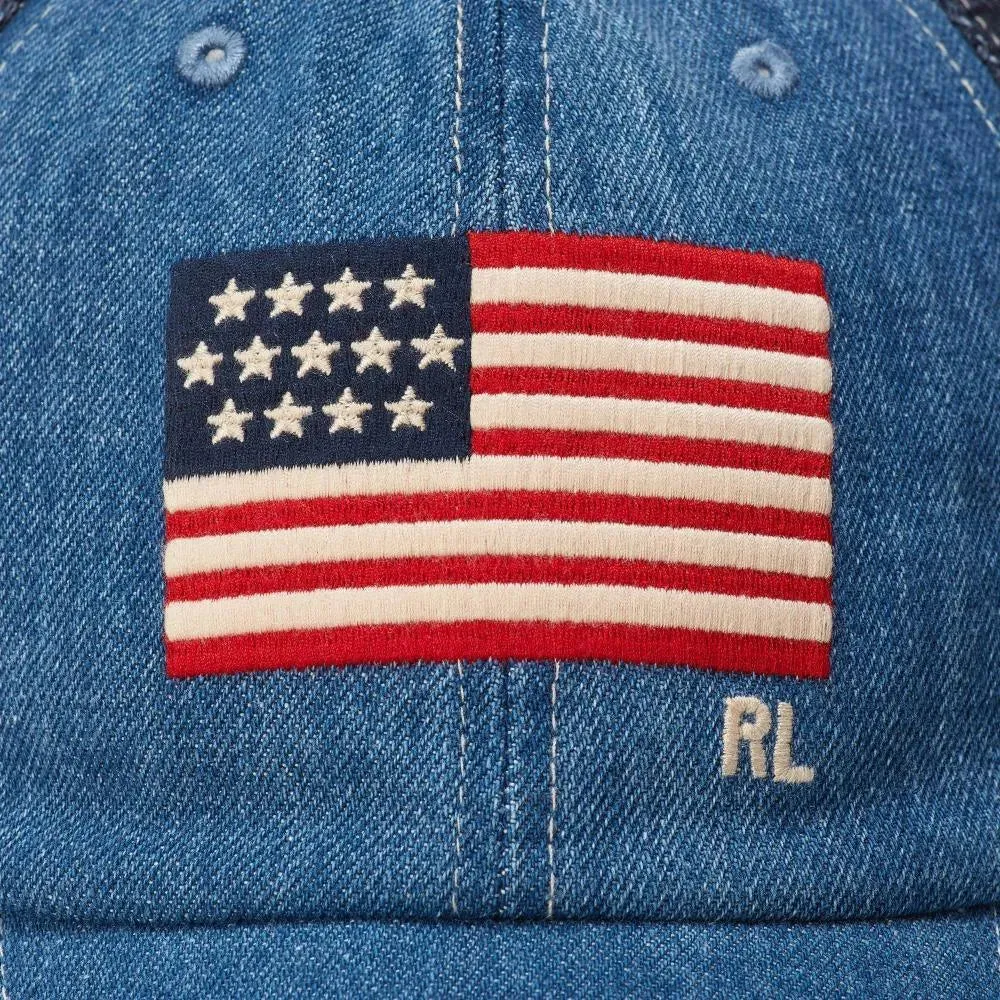 Gorra de denim con bandera