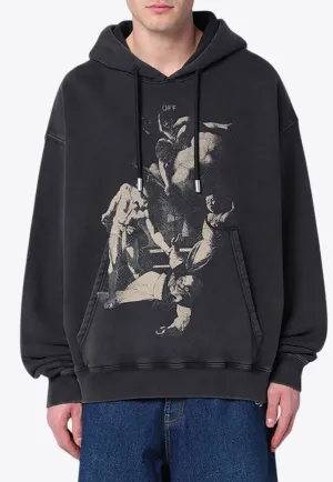 Graphic Print Washed Hoodie