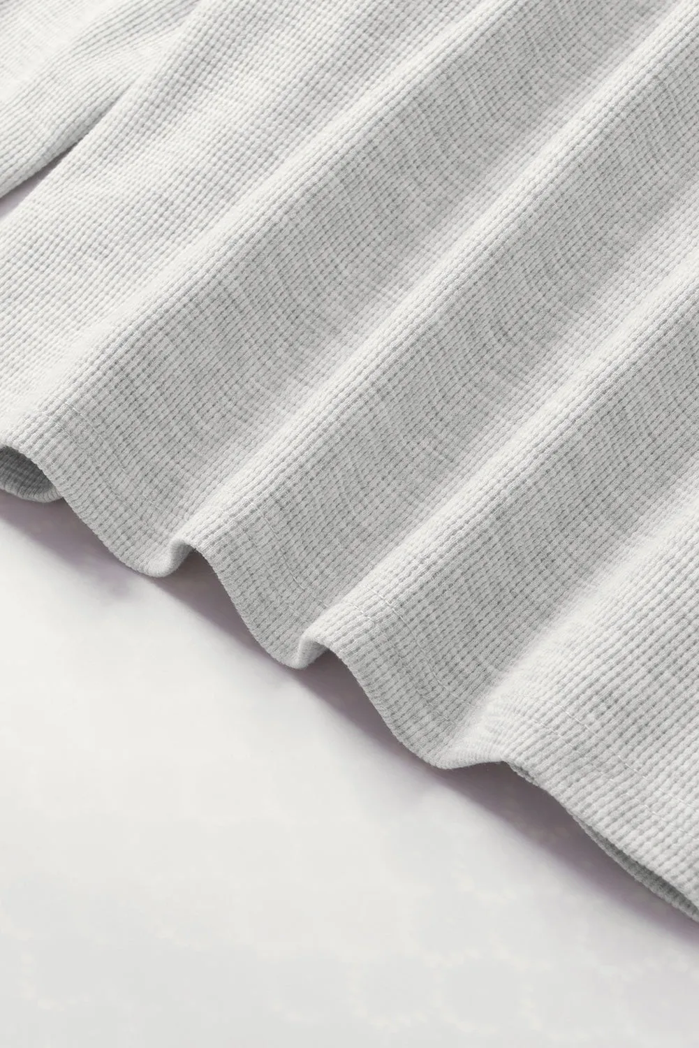 Gray Exposed Seam Ribbed Patchwork V Neck Sweatshirt