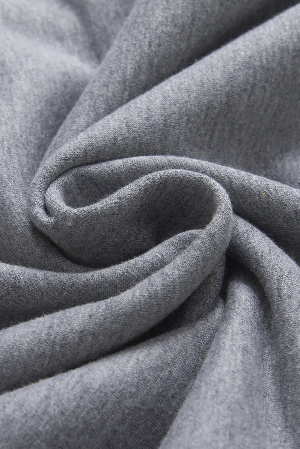 Gray Exposed Seam Ribbed Patchwork V Neck Sweatshirt