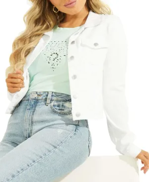 Guess Women's Denim Trucker Jacket W2GN0ED3AF5 Optic White S