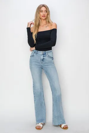 ❤️GYPSY - High Rise Raw Cut Hem Bootcut Jeans by Risen