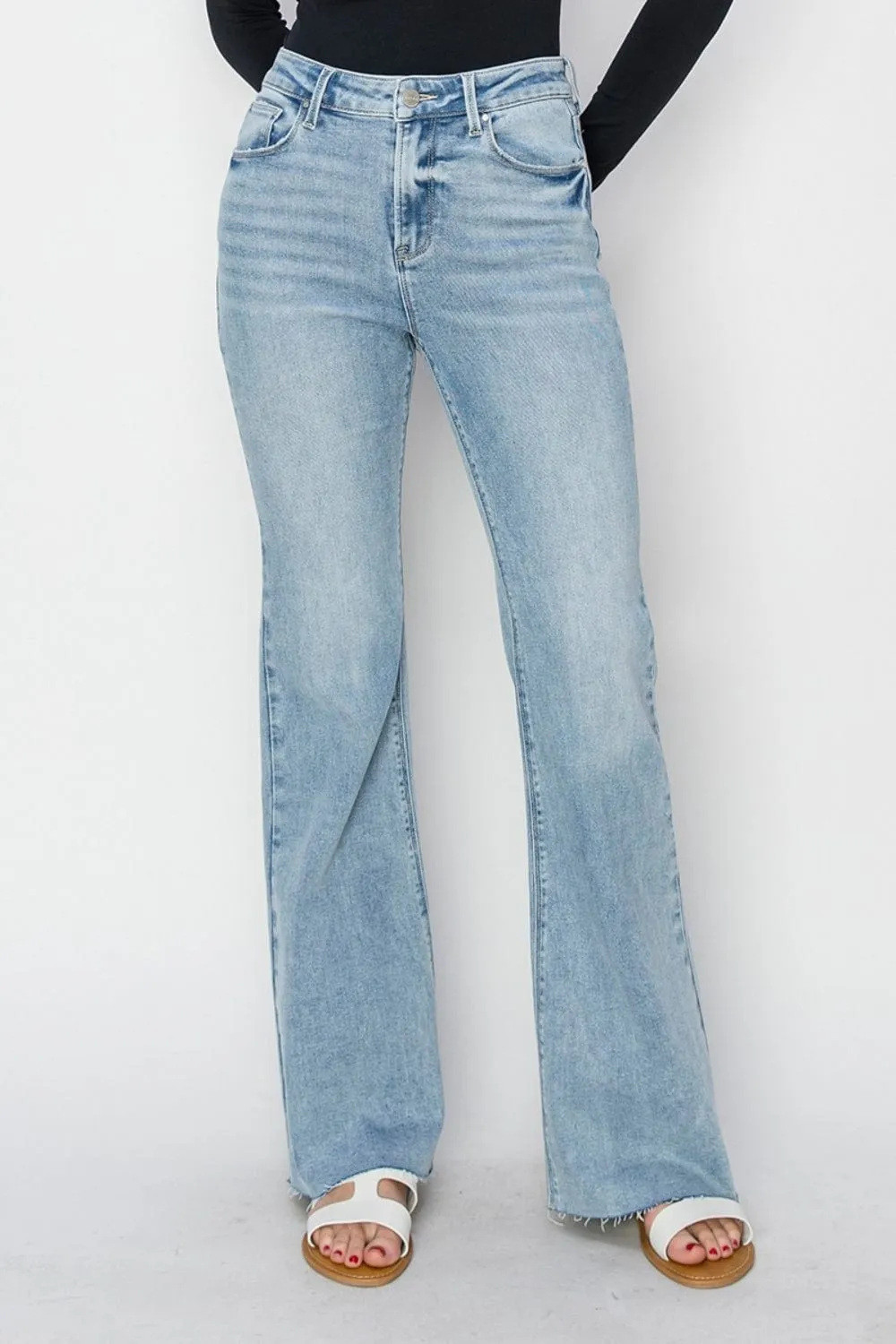 ❤️GYPSY - High Rise Raw Cut Hem Bootcut Jeans by Risen