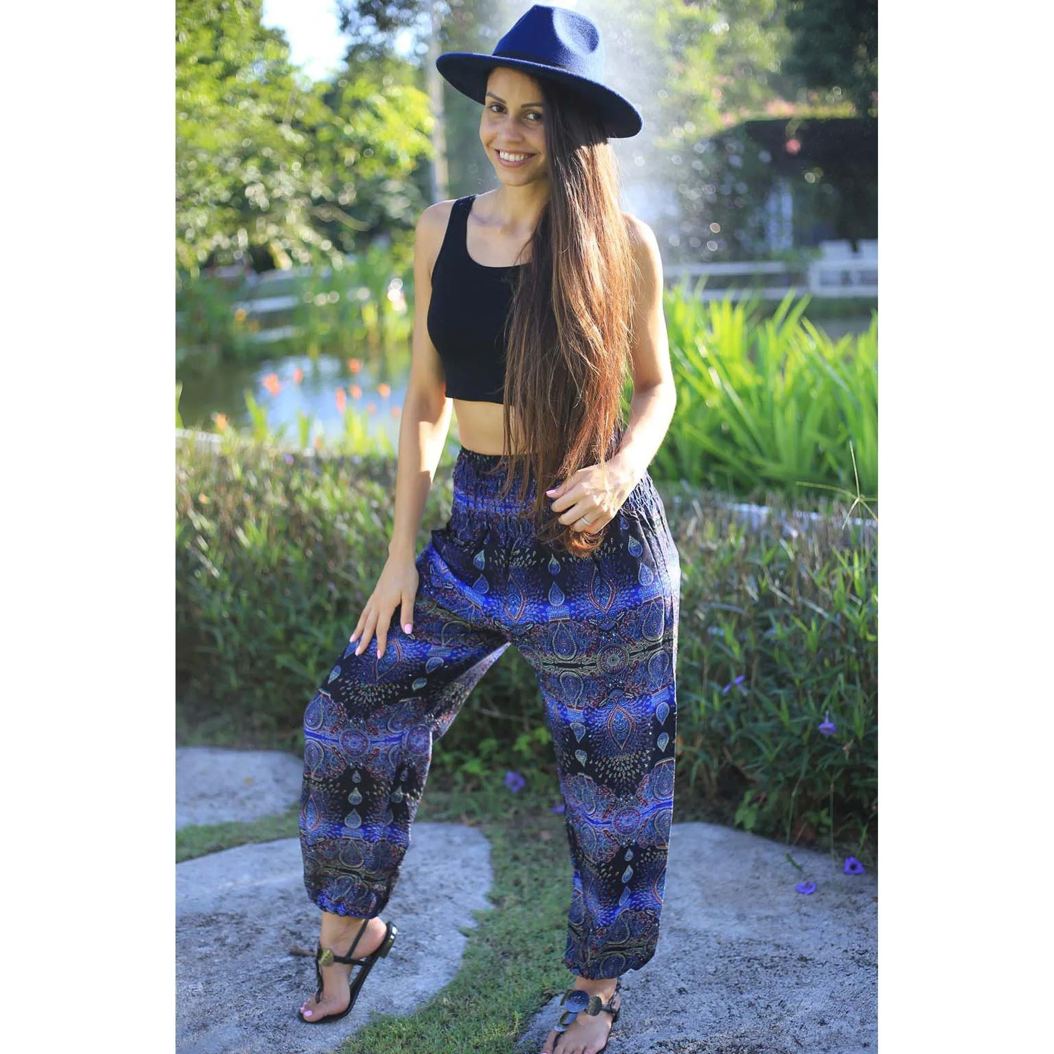 Gypsy Pants - Banded Paisley, Blue