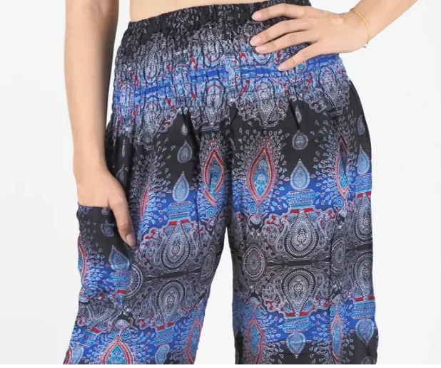 Gypsy Pants - Banded Paisley, Blue