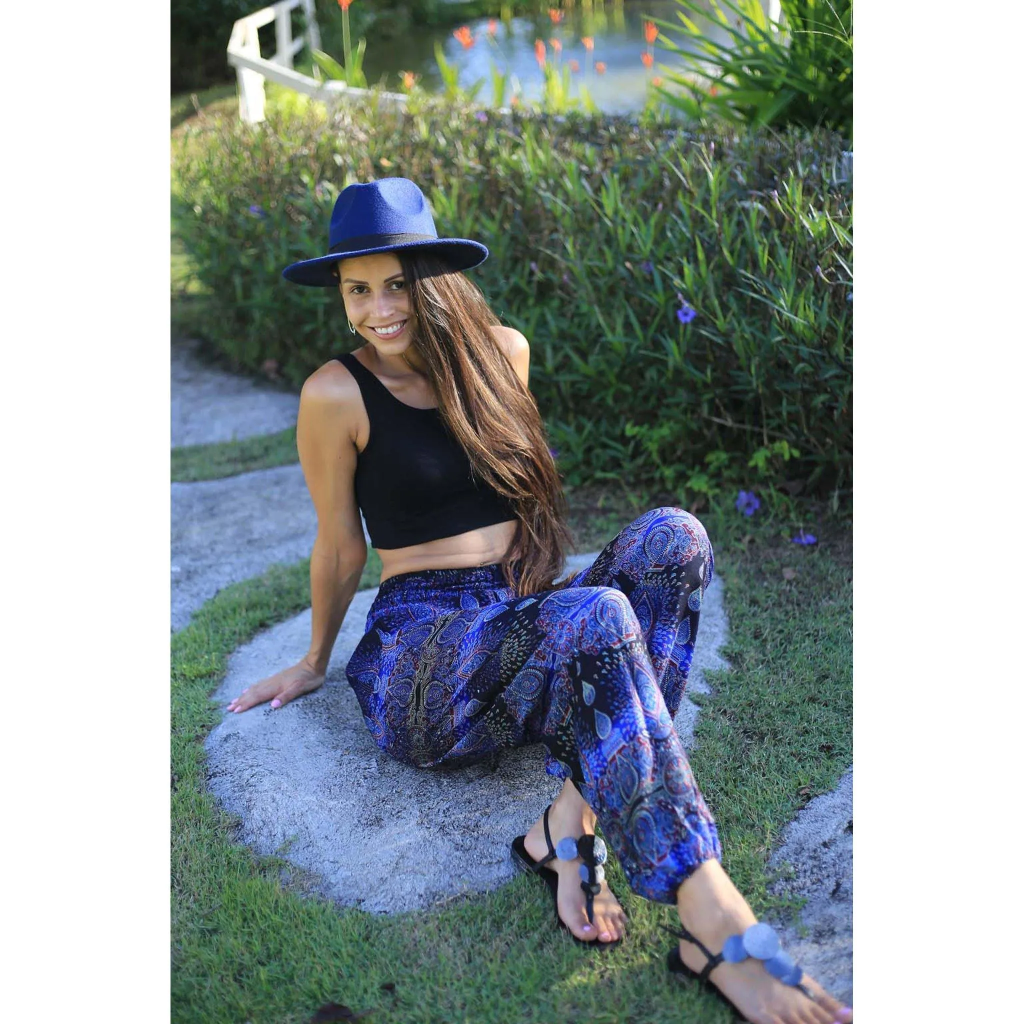 Gypsy Pants - Banded Paisley, Blue