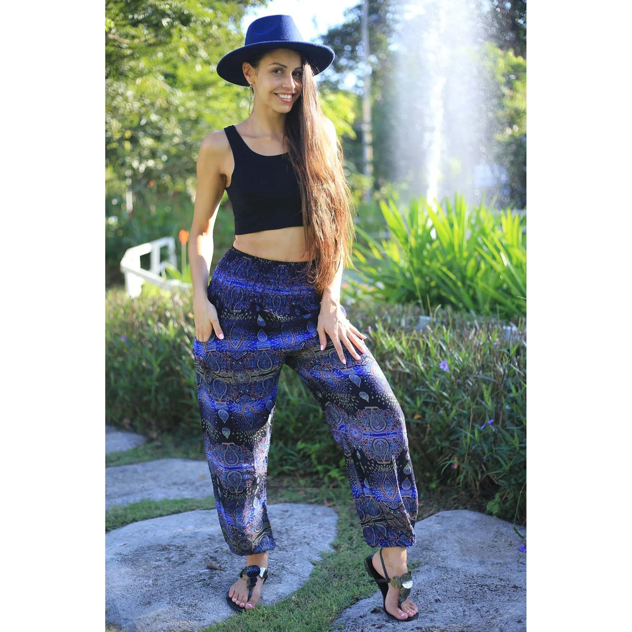 Gypsy Pants - Banded Paisley, Blue