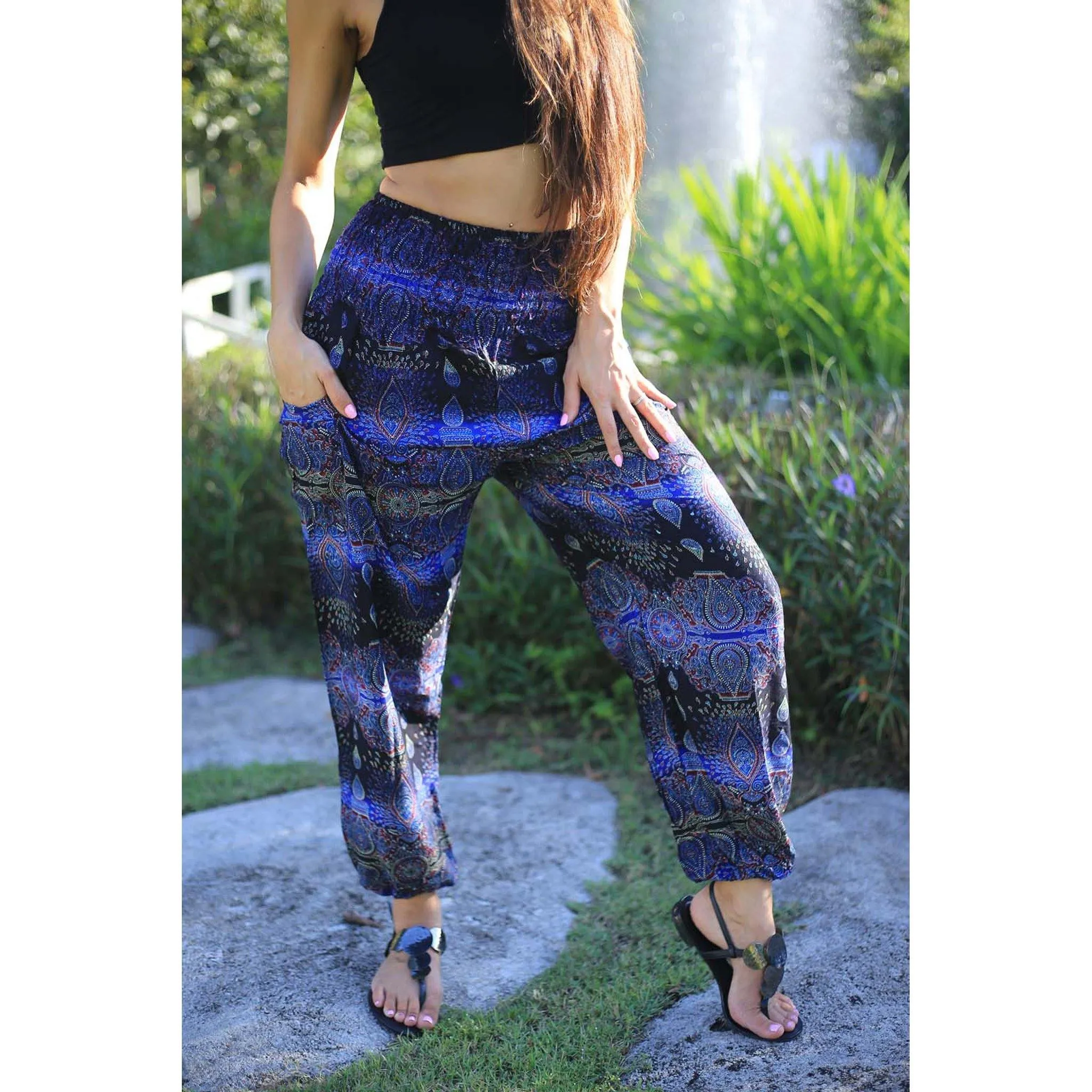 Gypsy Pants - Banded Paisley, Blue