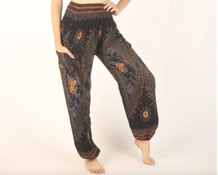 Gypsy Pants - Hearts & Flowers, Black