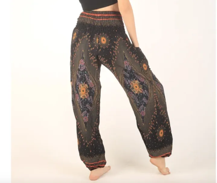 Gypsy Pants - Hearts & Flowers, Black