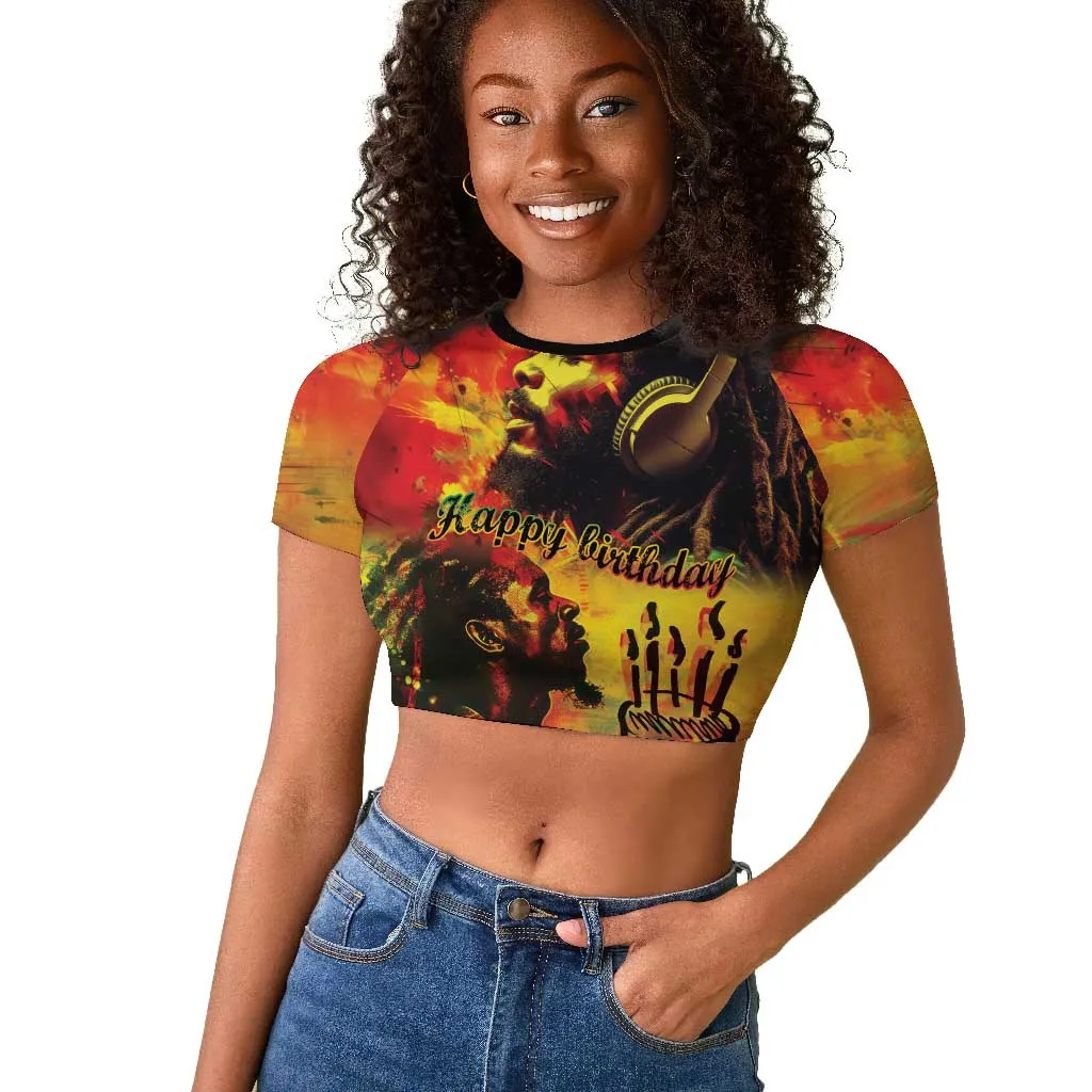 Happy Birthday King of Reggae Raglan Cropped T shirt LT9