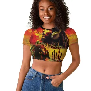 Happy Birthday King of Reggae Raglan Cropped T shirt LT9
