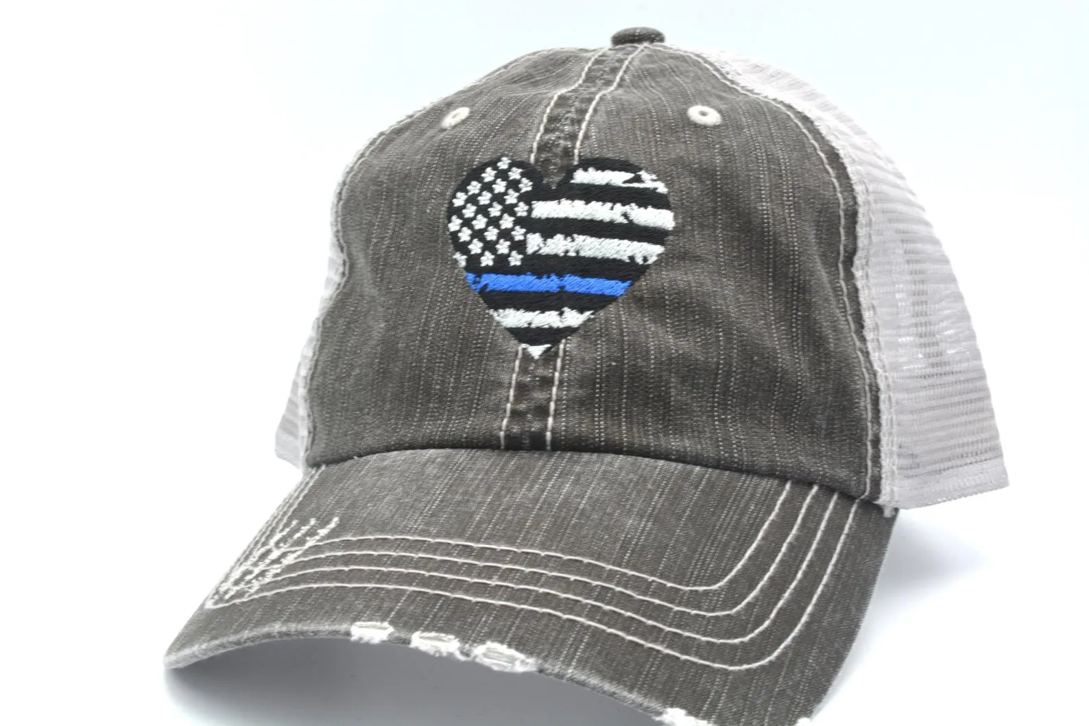 Heart Thin Line US Flag Trucker Hat