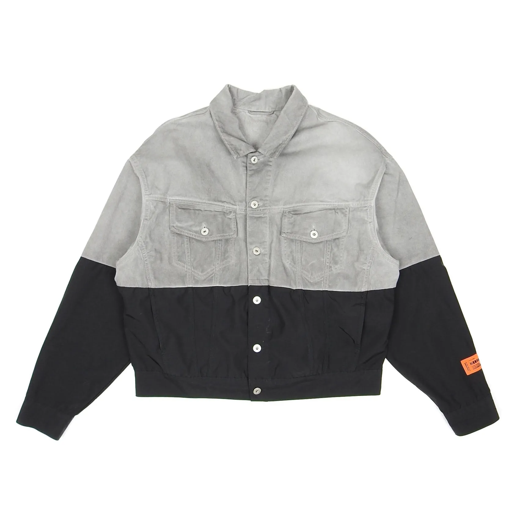 Heron Preston Cut & Sew Denim/Nylon Trucker Jacket Size Medium