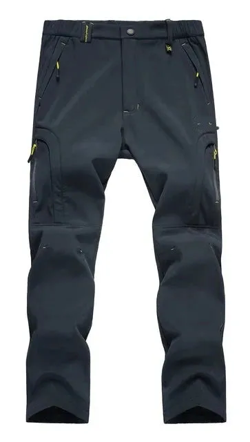 Herren Wasserdichte Wanderhose Outdoor Fleece Gefütterte Schneehose Winter Softshell Snowboard Hose