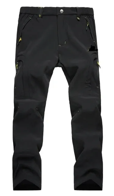 Herren Wasserdichte Wanderhose Outdoor Fleece Gefütterte Schneehose Winter Softshell Snowboard Hose