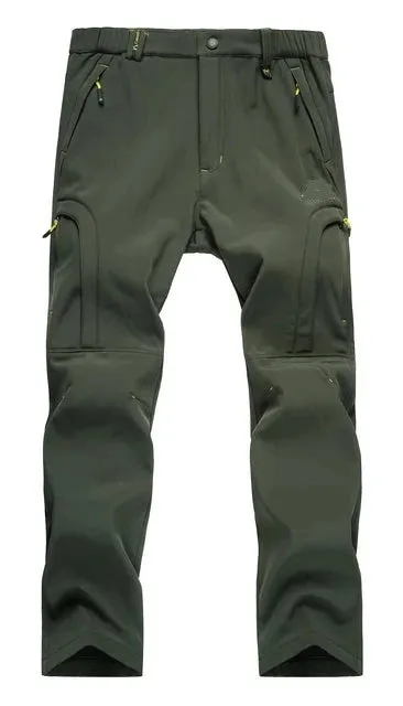 Herren Wasserdichte Wanderhose Outdoor Fleece Gefütterte Schneehose Winter Softshell Snowboard Hose
