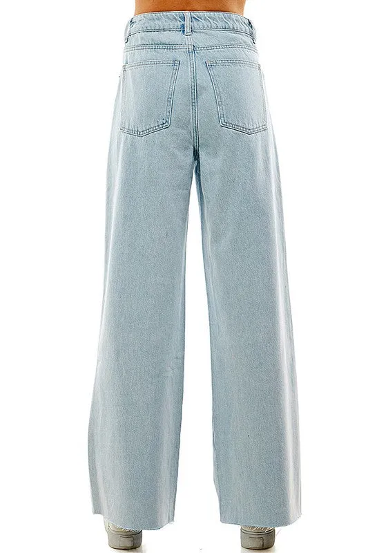 High Rise Cut-Off Hem Denim