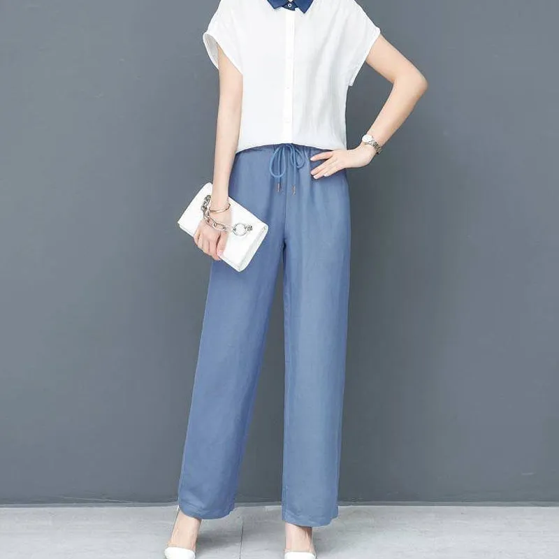 Hoher Taille Lockere Eis-Seide Hosen