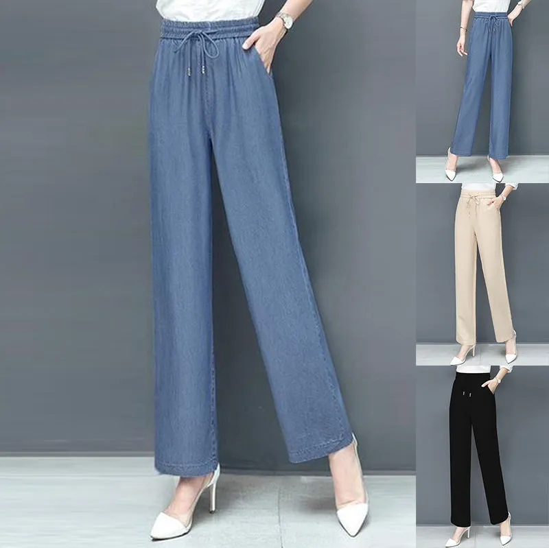 Hoher Taille Lockere Eis-Seide Hosen