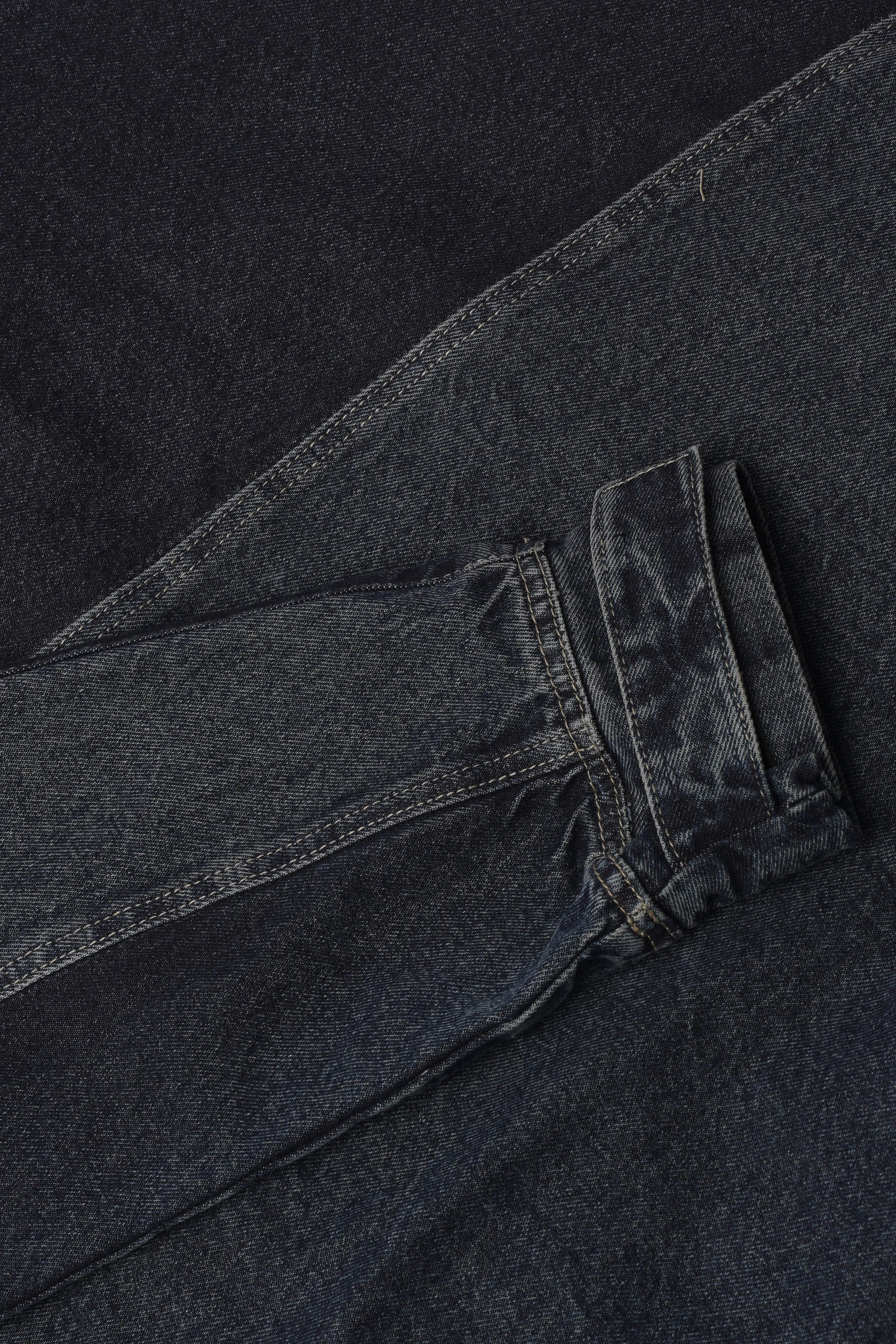 Hooded Trucker Jacket in Navy Blue