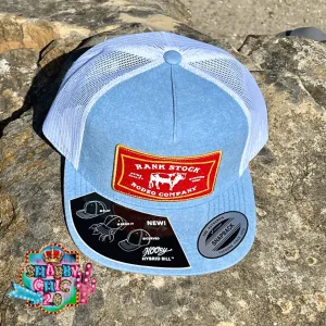 Hooey Men's "RANK STOCK" DENIM/WHITE TRUCKER CAP OSFA