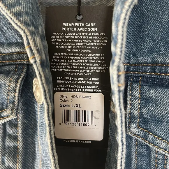 Hudson Jean Jacket denim blue L/XL NWT