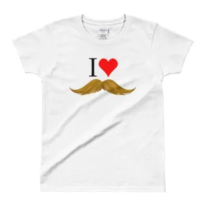 I love Mustache T Shirts White I Love Blond Mustaches T Shirt for Women