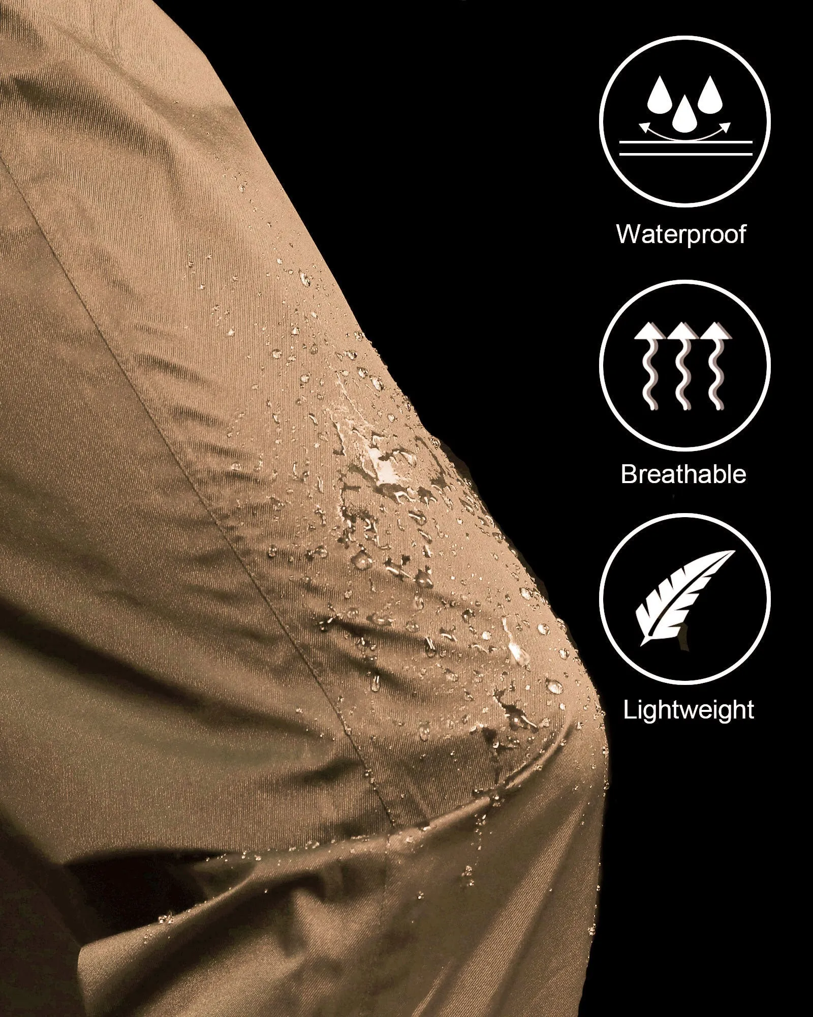iCreek Women's Rain Pants Waterproof Hiking Pants Windproof Lightweight Over Pants Work Rain Outdoor for Golf, Fishing(Khaki With Pocket)
