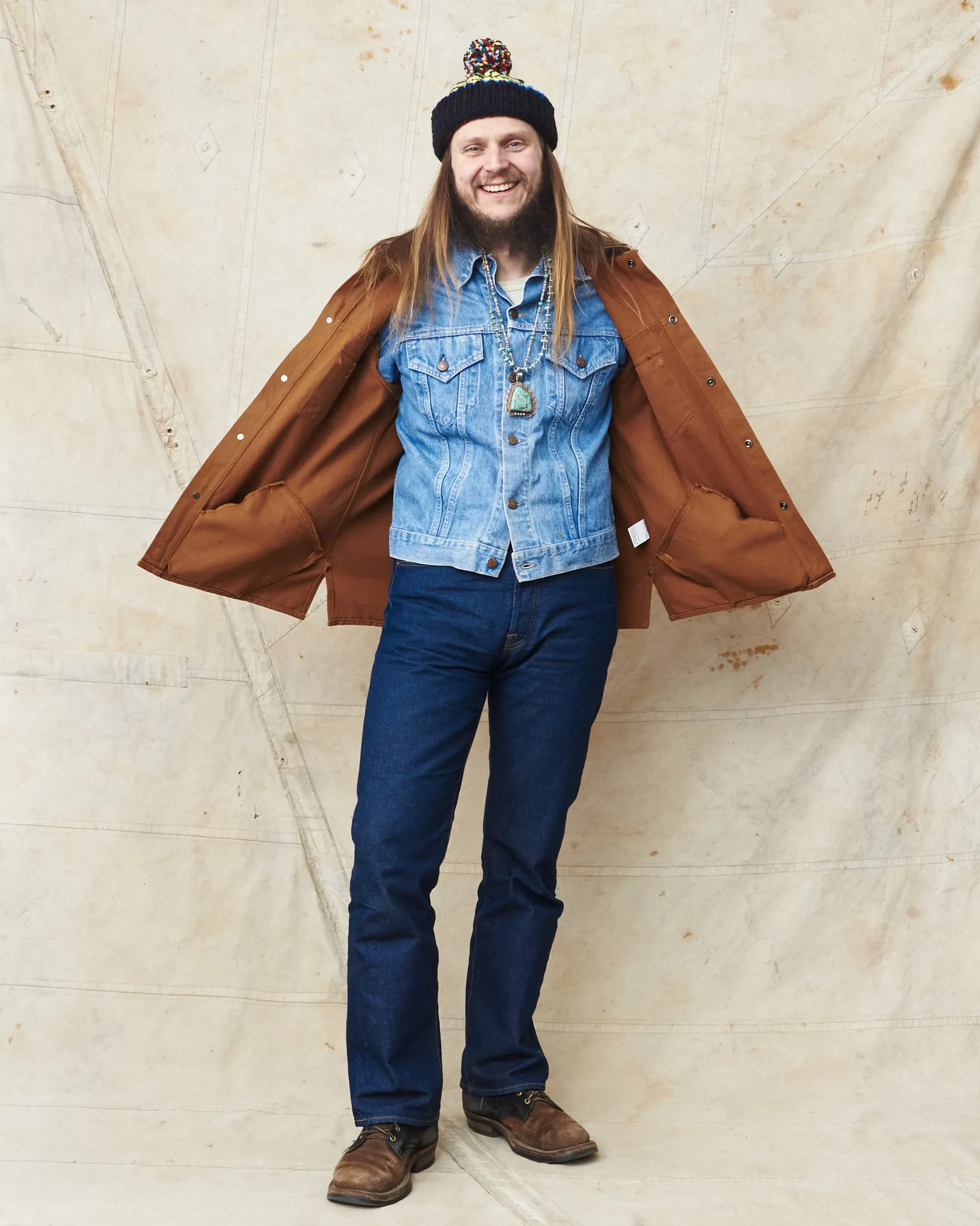 Indigofera Fargo Trucker Jacket Smithson Canvas Terracotta