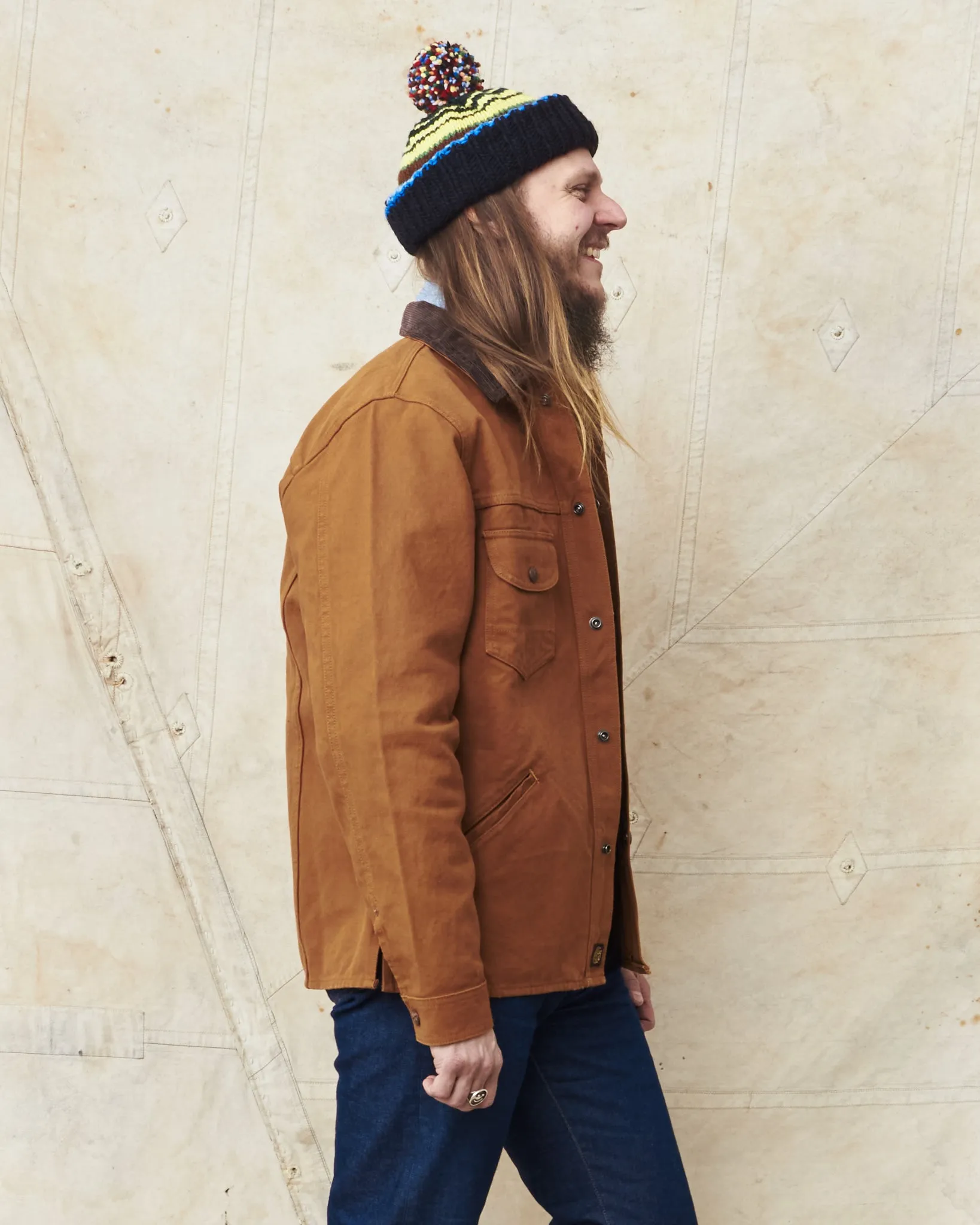 Indigofera Fargo Trucker Jacket Smithson Canvas Terracotta
