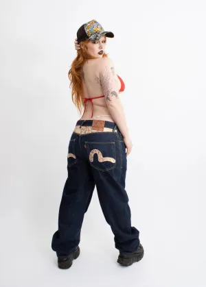 Jacquard metallic embroidered diacock jeans