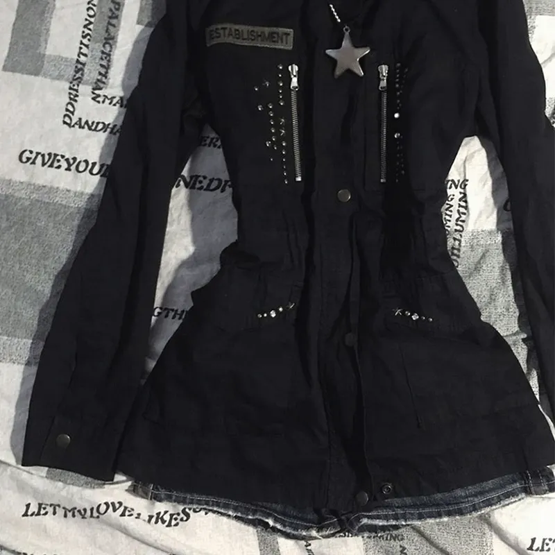 JazzHer Hoodies Women Clothing Gothic Vintage Coat Slim Punk Zip Up Sweatshirts Streetwear Emo Girl Hoodie Plus Size Graphic Y2k Jacket
