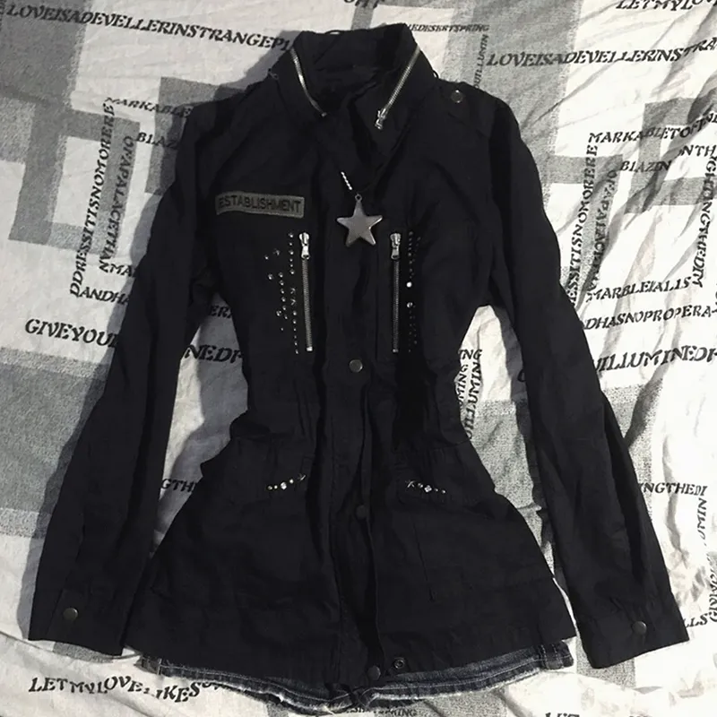 JazzHer Hoodies Women Clothing Gothic Vintage Coat Slim Punk Zip Up Sweatshirts Streetwear Emo Girl Hoodie Plus Size Graphic Y2k Jacket