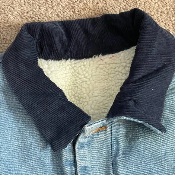 John Galt Brandy Melville Sherpa Lined Denim Trucker Jacket Western Rancher XL