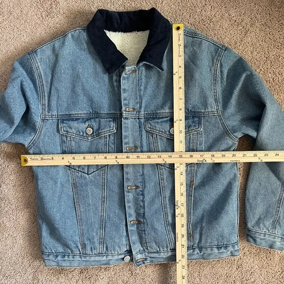 John Galt Brandy Melville Sherpa Lined Denim Trucker Jacket Western Rancher XL