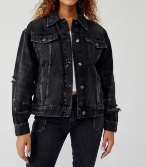 Jolene Trucker Denim Jacket Washed Black