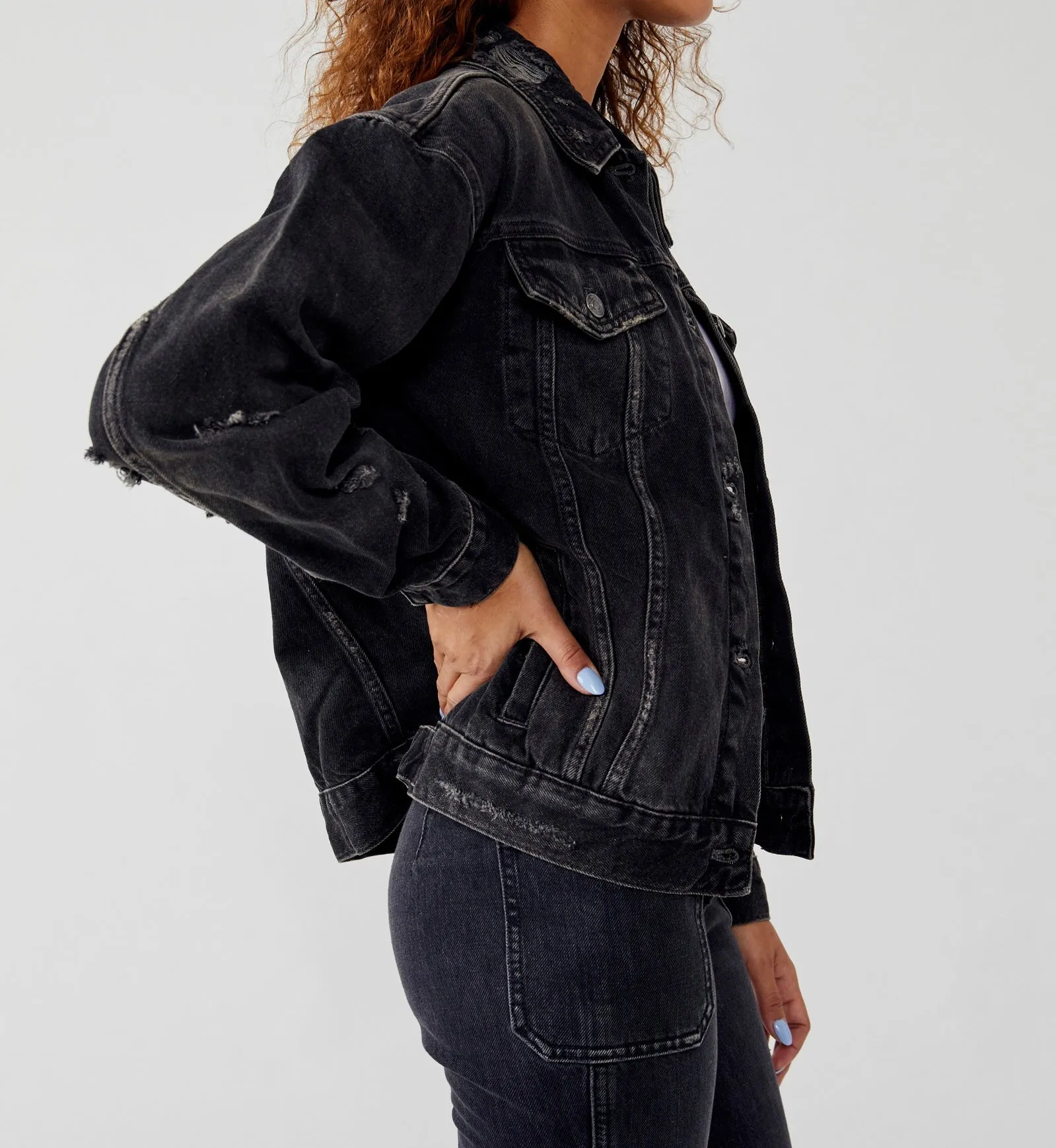 Jolene Trucker Denim Jacket Washed Black