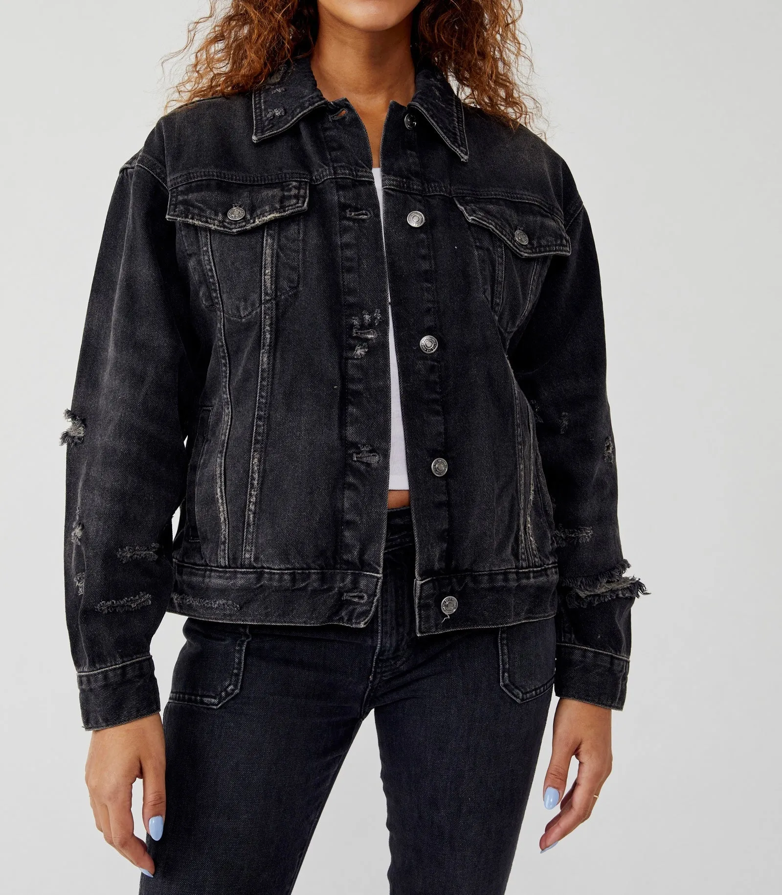 Jolene Trucker Denim Jacket Washed Black